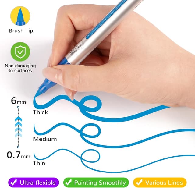 Thumbnail 3 de HOTU Pennarelli acrilici a punta di pennello, 18 colori per vetro, carta e tessuto