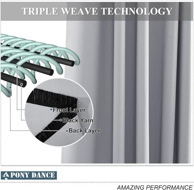 Detalle 1 de PONY DANCE Thermovorhang für Kinderzimmer (1 Stück) mit Ösen, Silbergrau, 180 x 140 cm