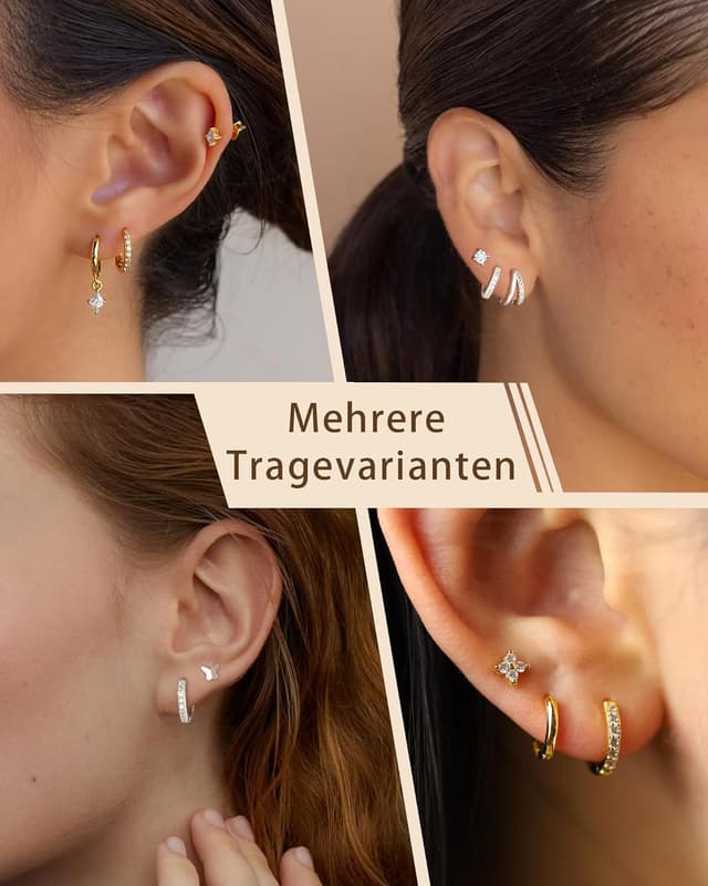 Thumbnail 3 de Halora 3 Paar Ohrringe Silber 925 Set 9–10mm