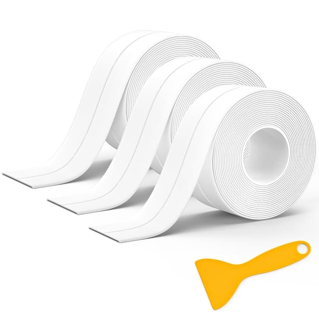 Detalle de Rotoli sigillante autoadesivo impermeabile (3 pezzi) per vasca, lavello e giunti ad angolo da 3,8 cm x 3,2 m