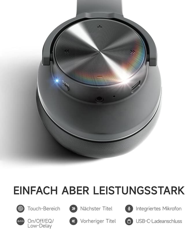 Detalle de Picun B8 Bluetooth-Kopfhörer (Over-Ear) – kabellos, 120H Spielzeit, niedrige Latenz, 3 EQ-Modi (Grau & Gold)
