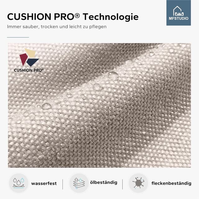 Detalle de MFSTUDIO Polyrattan Lounge Set mit wetterfesten Sitzkissen – Allwetter-Garten-Sitzgruppe