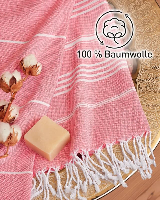 Detalle 1 de 100% Baumwolle Hammamtuch Coral 100x200cm
