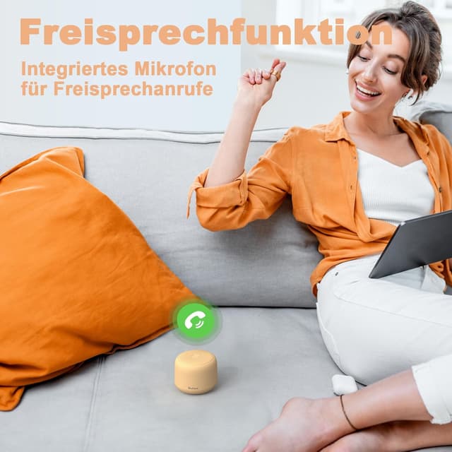 Detalle 2 de Bobtot Tragbarer Bluetooth-Lautsprecher (Orange) mit 15 Stunden Spielzeit, wasserdicht und Freisprechfunktion