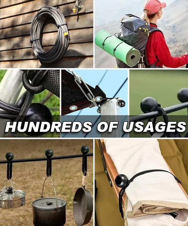 Thumbnail 6 de Bungee Cords with Hooks (30cm Elastic Tie Down Straps) with Carabiners – 4-pack, up to 35kg, black