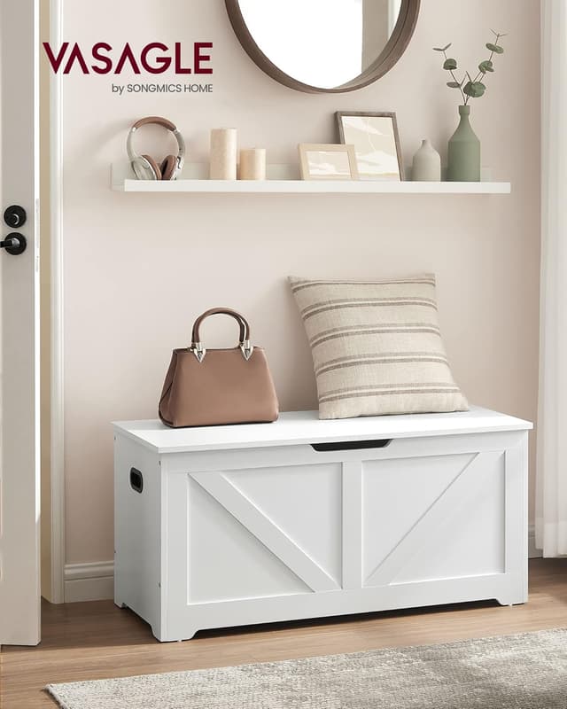 Detalle de VASAGLE Schuhbank mit Stauraum LSB060T14 – Sitztruhe im Landhausstil (40 x 100 x 46 cm)