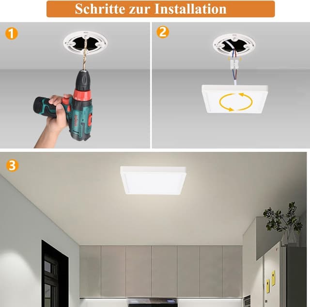 Detalle de Ouyulong Deckenlampe 18W LED 4000K, rund, IP44 – 1620 lm (2 Stück) für Bad, Schlafzimmer & Co.