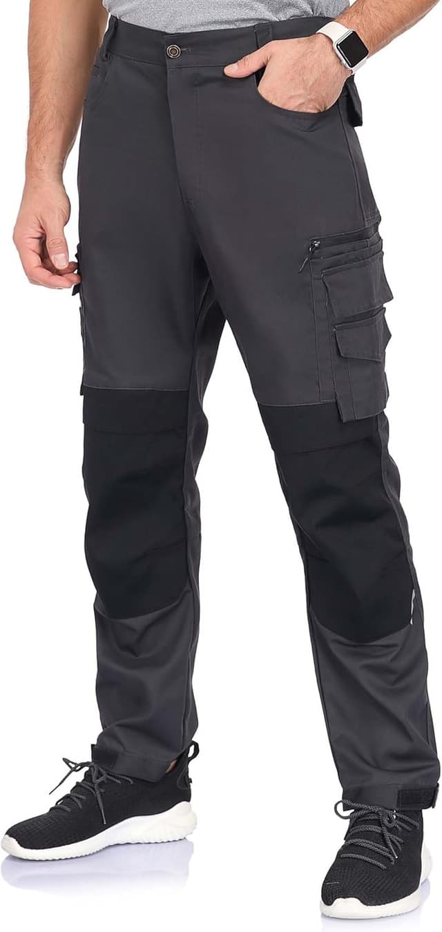 Detalle de Elainone Herren-Arbeitshose mit Kniepolster-Taschen und 6 großen Taschen