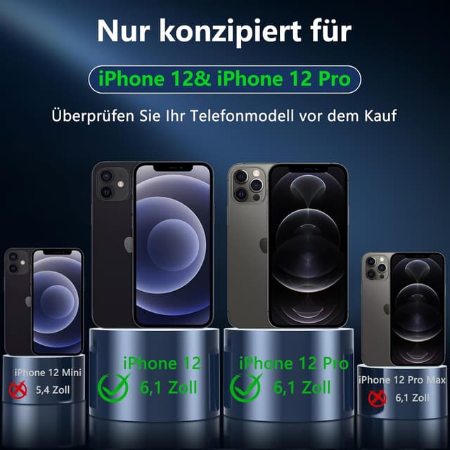 Detalle de Hensinple coque iPhone 12 / 12 Pro avec verre trempé antichoc 2 couches (blanc)