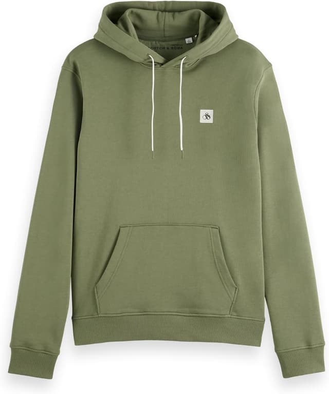 Detalle de Scotch & Soda Essential Badge Logo Hooded Sweatshirt: felpa con cappuccio da uomo