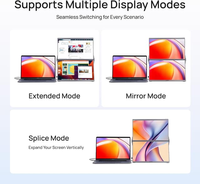 Detalle 2 de ARZOPA 15.6" Dual Portable Monitor (FHD 1080P) – USB-C & HDMI, foldable stackable screens in grey