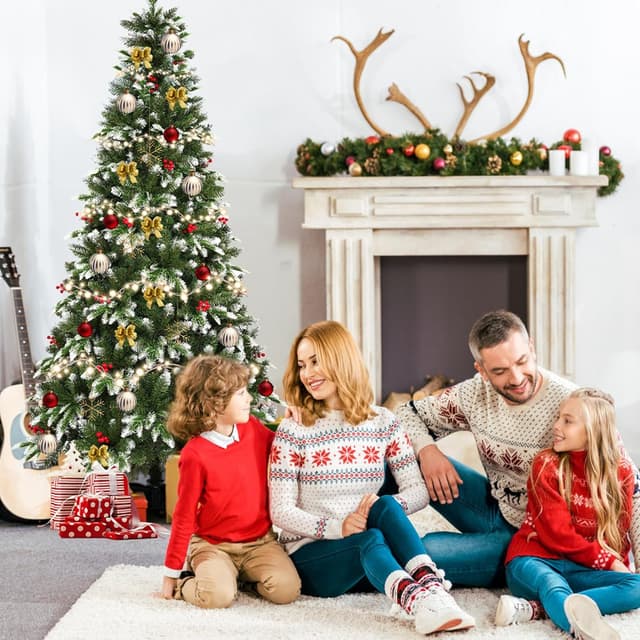 Detalle de Sapin de Noël artificiel Uten 180 cm avec flocons et baies rouges