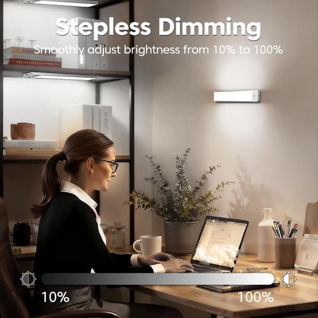 Detalle 2 de Motion Sensor Under Cupboard Kitchen Lights 20cm – 3-Colour Rechargeable LED Strip Light, Dimmable (3 Pack)