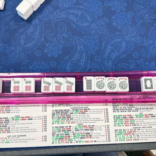 Detalle de MyCasily Mahjong Cards 2025 (4 Cards) — Large Print, Easy-to-Read & Foldable