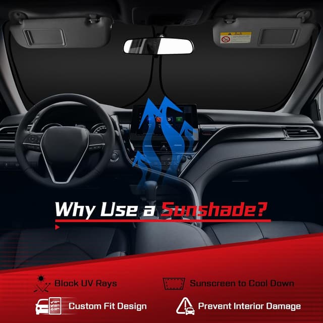 Detalle de ARISMOTOR Windshield Sun Shade for Mazda CX-50 (2023-2026) — Custom Fit, Foldable UV Blocker