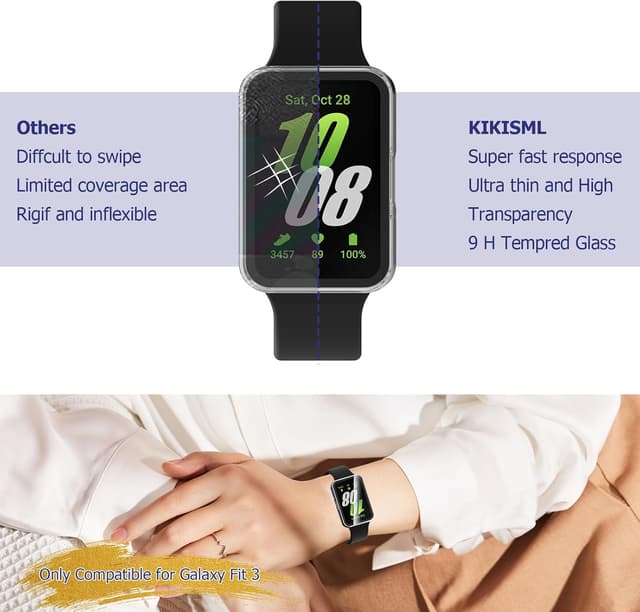 Detalle de KIKISML 2 Pack Hard Case for Samsung Galaxy Fit 3 with tempered glass screen protector (clear/pink)