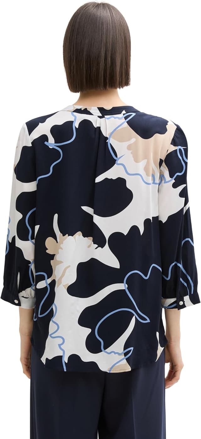 Detalle 2 de TOM Tailor camicetta da donna con motivo Big Floral Shapes Design 37124 (maniche 3/4) taglia 42