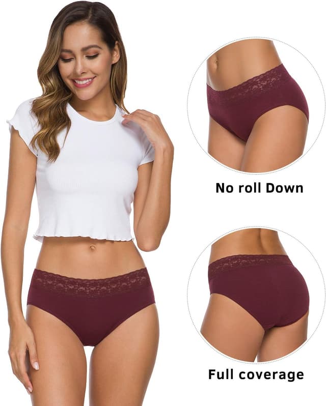 Detalle de Wealurre Cotton Panties for Women (Bikini/hipster lace brief) – No-show VPL comfort pack