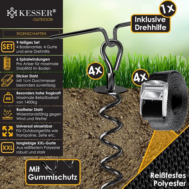 Detalle 2 de KESSER® Anclajes de suelo inox 4 piezas para jardín 🛠