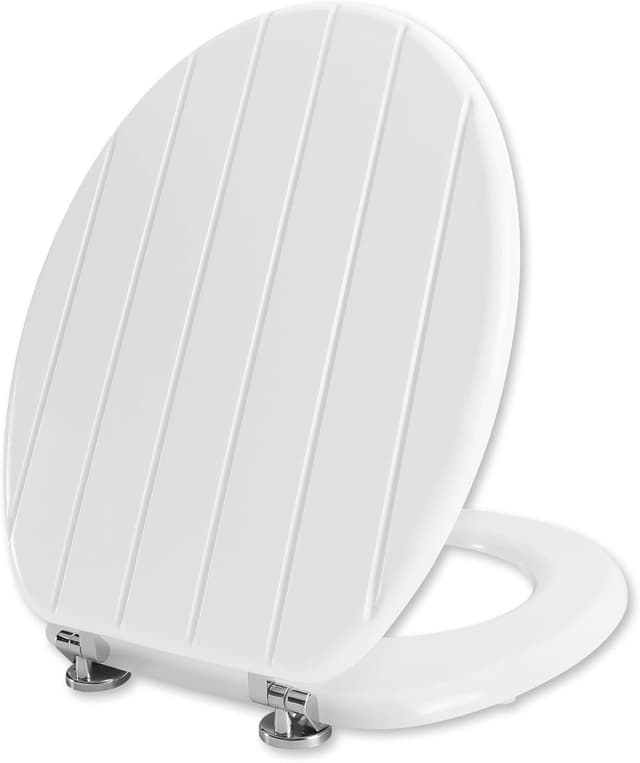 Imagen de Angel Shield White Wooden Toilet Seat — Antibacterial Toilet Seat 🚽 en OfertitasTOP