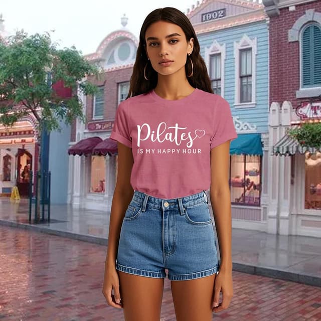 Detalle de Qskall women’s Pilates T-shirt for yoga, workout and everyday wear