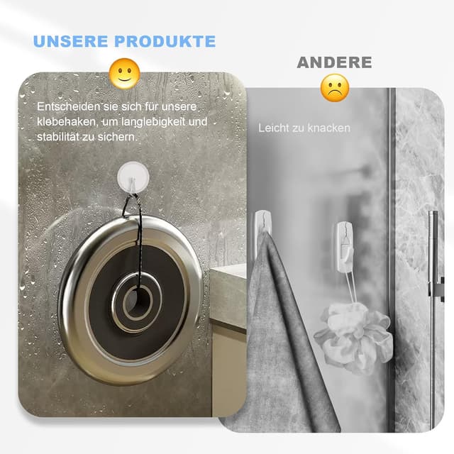 Detalle de Dreamark 100 selbstklebende Deckenhaken transparent inkl. Fahnenmast-Clips (ohne Bohren)