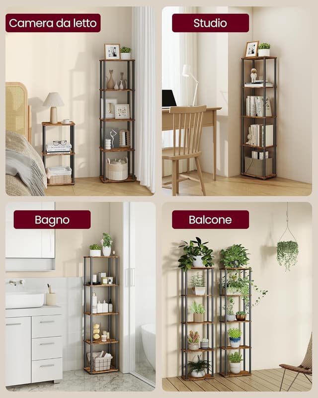 Detalle de VASAGLE Montaggio Super Veloce senza Attrezzi LLS135K01: scaffale a 5 ripiani autoportante in stile vintage