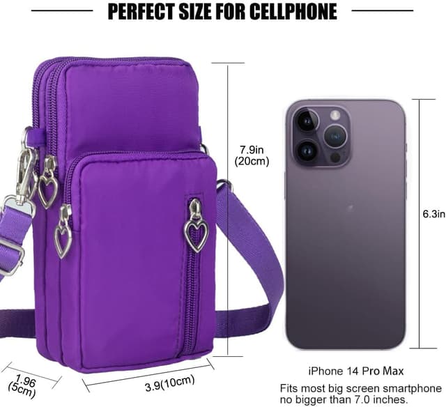 Detalle de DuoLmi Umhängetasche Damen klein – Crossbody-Handytasche aus Oxfordstoff (20 x 10 x 5 cm)