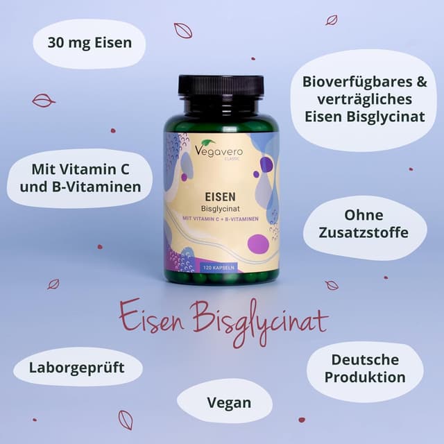 Thumbnail 5 de Vegavero Eisen Bisglycinat 30 mg Kapseln
