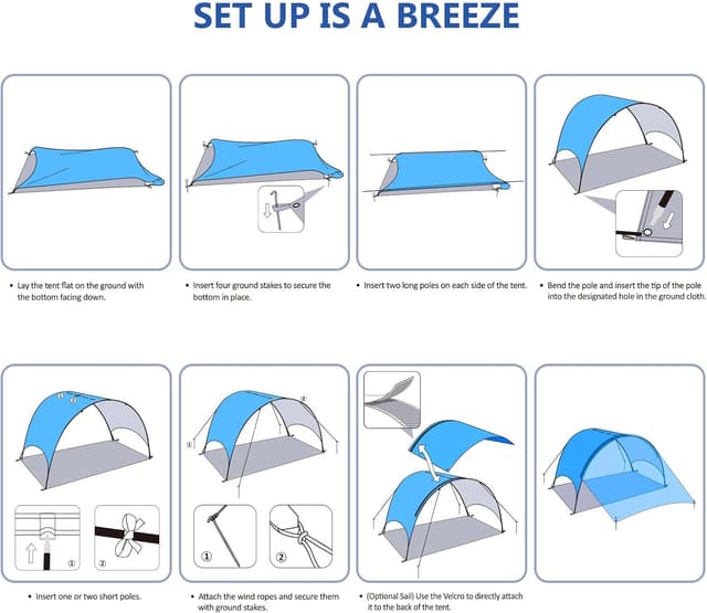 Thumbnail 6 de Beach Tent Compact Fold 106x65x61" 🌊