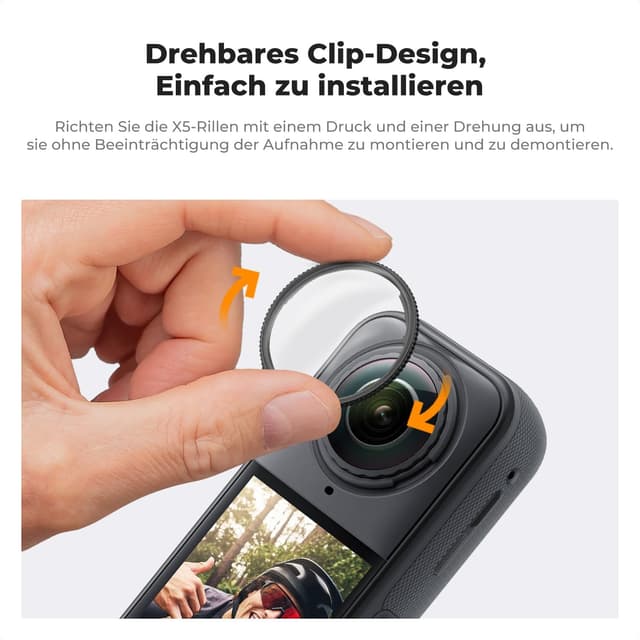 Detalle de K&F CONCEPT Standard-Objektivschutz für Insta360 X5 – 9H, hochtransparent & kompatibel mit Lens-Protection-Modus