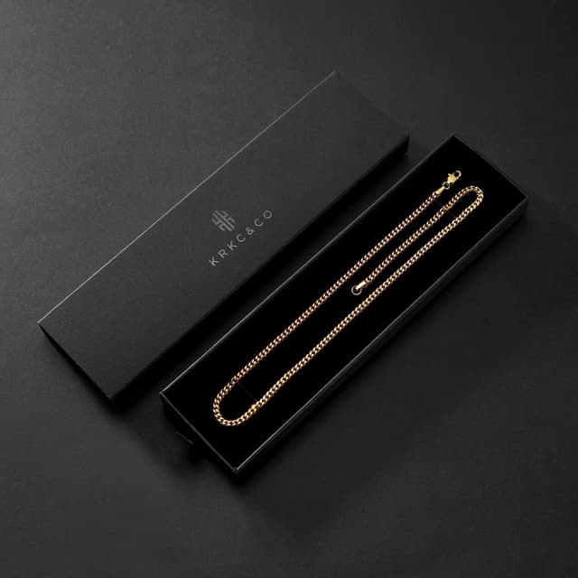 Detalle de KRKC&CO Herren-Panzerkette mit Silberbeschichtung (3 mm/5 mm) & Diamantschliff, nickelfrei, Länge 45,7–66 cm