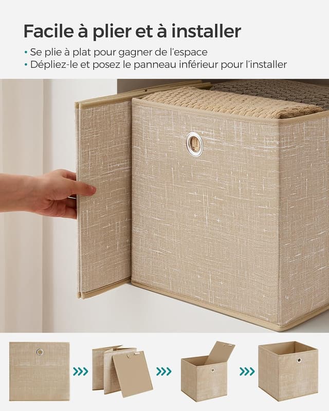 Thumbnail 3 de SONGMICS Boîtes de Rangement 30 cm Beige