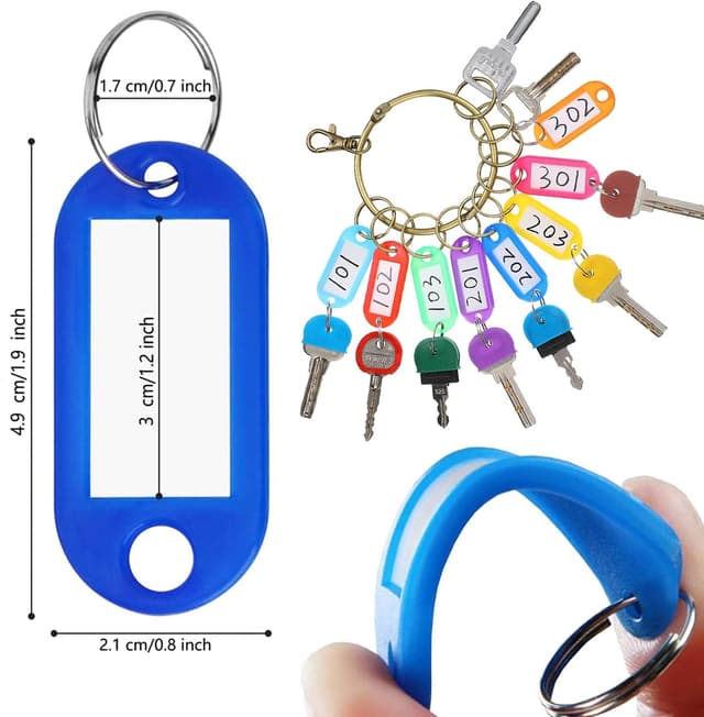 Detalle 2 de Key Tags with Labels 100PCS Key Fobs with Labels, Key Rings & Multi Coloured Tags