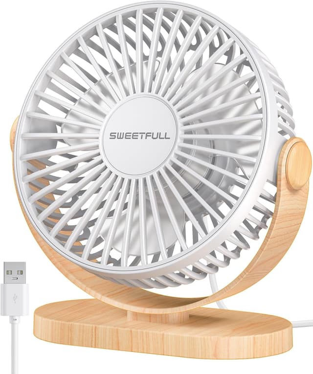 Detalle de SWEETFULL Desk Fan 3-Speed USB Quiet Mini