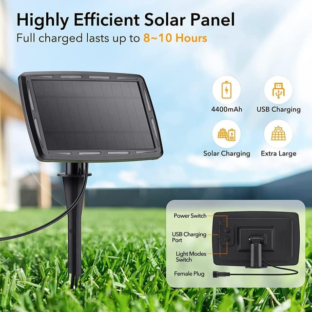 Detalle 2 de Joomer Solar Festoon Lights Outdoor (G40) – 25+2 LED Shatterproof Bulbs, IP65 Solar String Lights, 2700K warm white