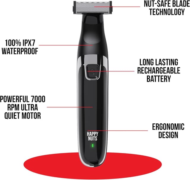 Detalle 2 de HAPPY NUTS The Ballber™ Electric Body Hair Trimmer for Men (IPX7 Waterproof) — Mens Groomer Kit