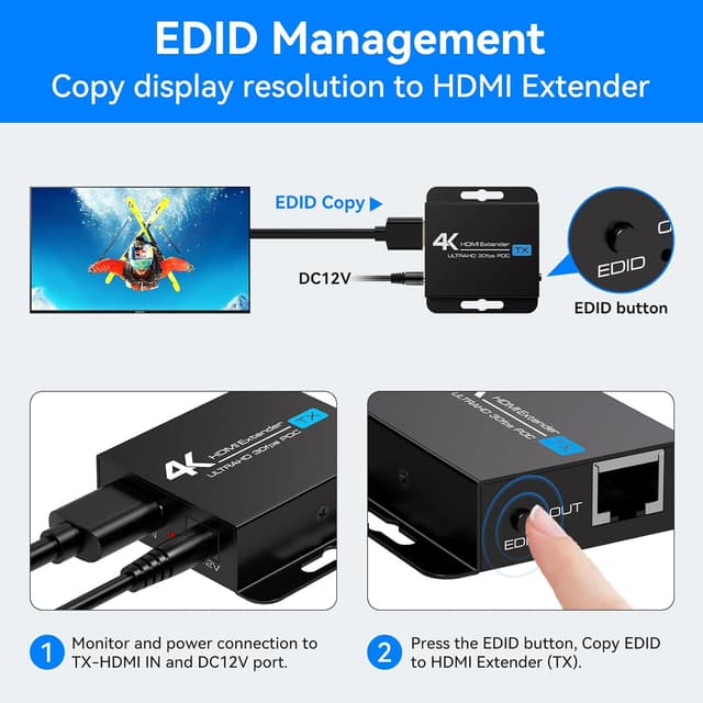 Detalle de VEDINDUST 4K HDMI extender 4K30Hz