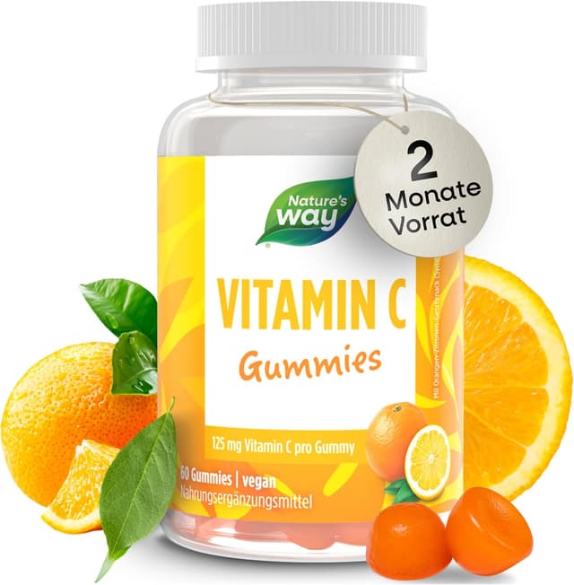 Detalle de Vitamin C Gummibärchen für Erwachsene – hochdosierte Vitamin-C Gummies mit 125 mg, vegan & gluten- sowie laktosefrei (60 Stück)