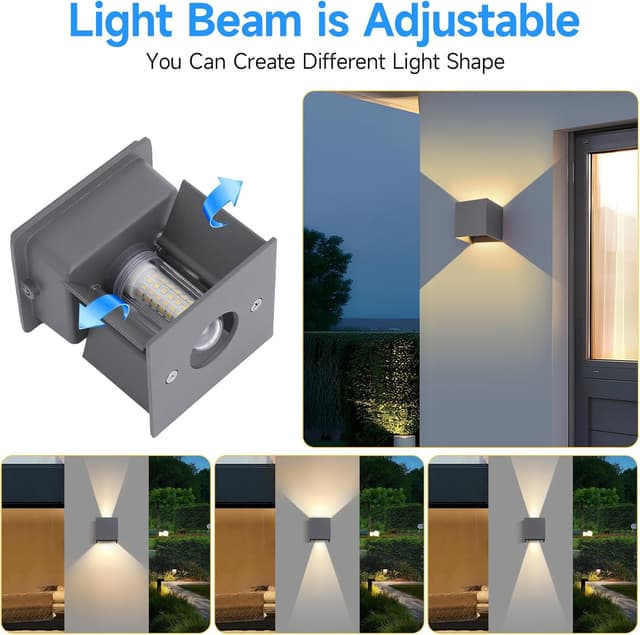 Detalle 2 de Wisdom Line applique LED da esterno/interno IP65 2 pezzi, 9W 4000K bianco freddo, G9 (grigio scuro) per giardino e ingresso