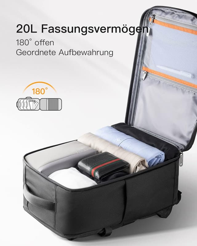 Detalle 2 de Inateck 20L Ryanair Handgepäck 40 x 25 x 20 cm Reiserucksack mit Laptopfach und Trolley-Gurt