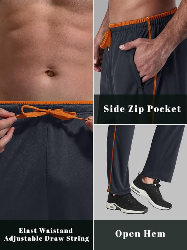 Detalle 2 de MAGCOMSEN Mens Tracksuit Bottoms Lightweight Quick-Dry Joggers with Zip Pockets