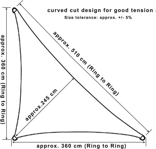 Detalle 1 de WOLTU Toldo Vela Triangular Impermeable 3.6m para Exterior