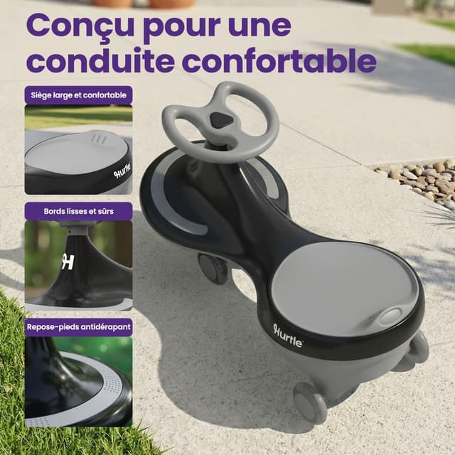 Detalle 2 de Hurtle Wiggle Drift : voiture à roulettes sans piles pour enfant, pour intérieur et extérieur
