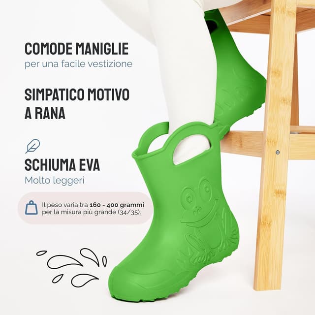Detalle de Ladeheid Stivaletti Pioggia Bambino in EVA LA-CA-01 con motivo a rana, stivali antiscivolo impermeabili per scuola e giochi