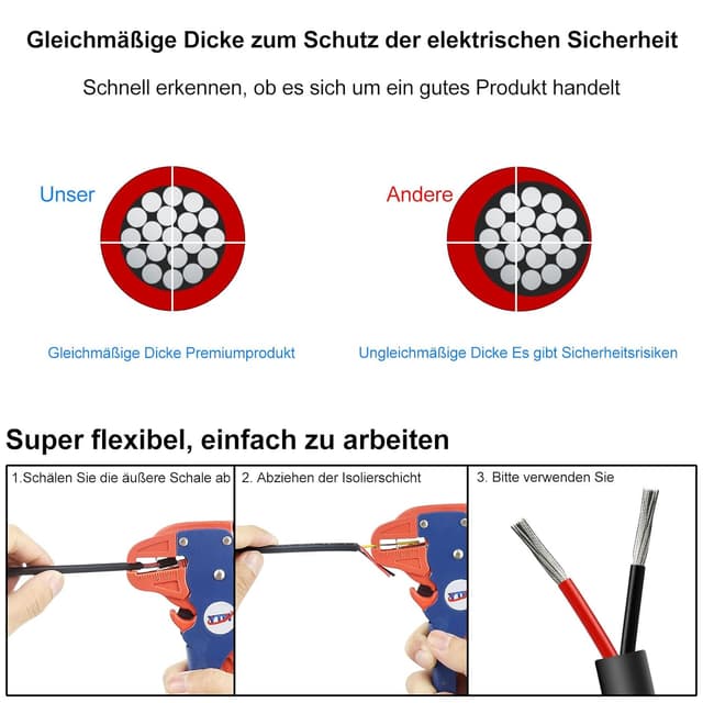 Detalle 1 de 50 Meter 20AWG 2x0,5mm² 2-adriges Kabel