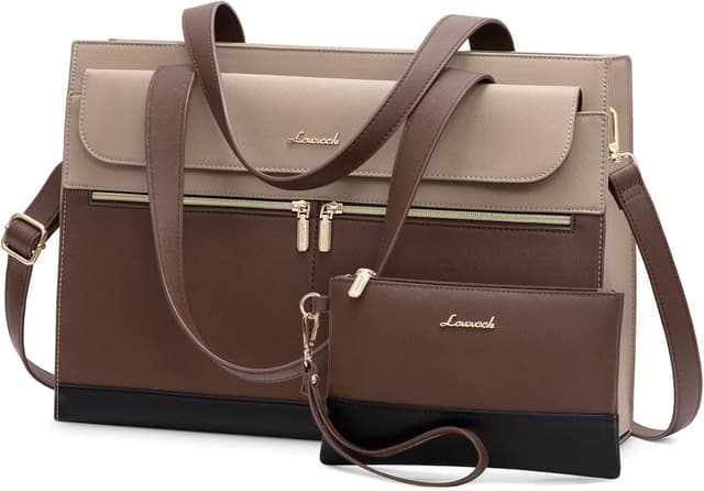Detalle de LOVEVOOK Laptop Bag for Women (up to 15.6 inch) with Clutch & USB Port – Large PU Leather Tote