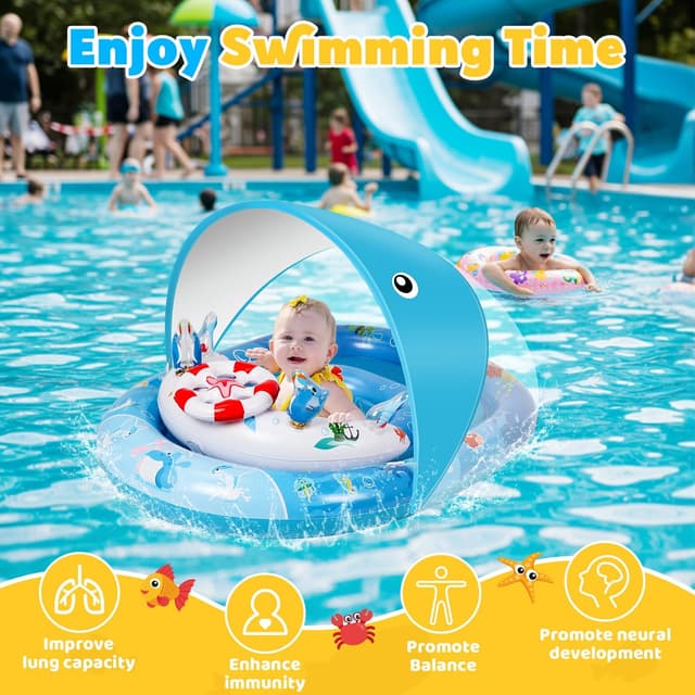 Thumbnail 6 de ACELlFE Baby Swimming Float with Canopy UPF 50+ and Adjustable Safety Seat (3–36 months)