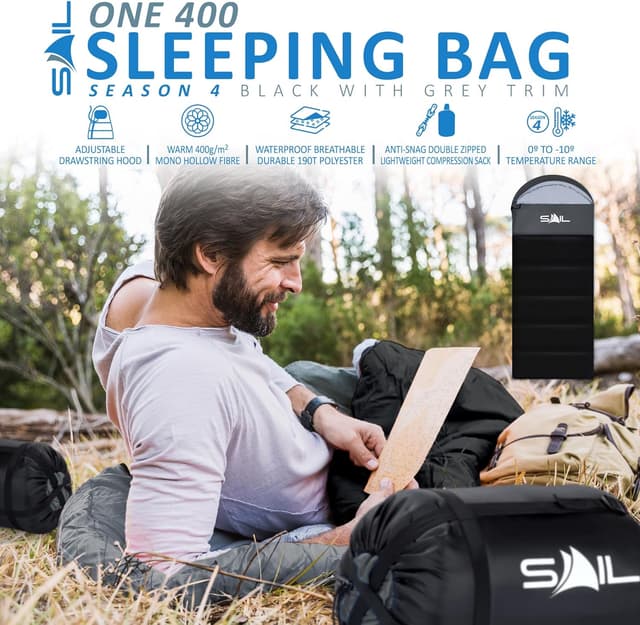 Detalle 2 de SAIL Sleeping Bag Waterproof 3–4 Season (2kg) for Kids & Adults – Rectangular Envelope, Indoor/Outdoor Camping