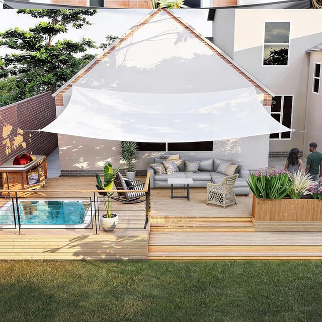 Thumbnail 4 de HAIKUS Sonnensegel 5x6 m rechteckig aus HDPE Premium (weiß) – wasserdurchlässiger Sonnenschutz für Garten, Balkon & Terrasse